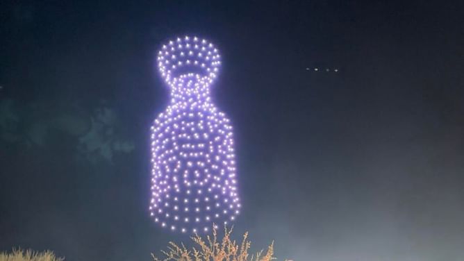 WATCH: Stanley Cup made of drones lit up the Vegas night sky at the Golden Knights trophy parade