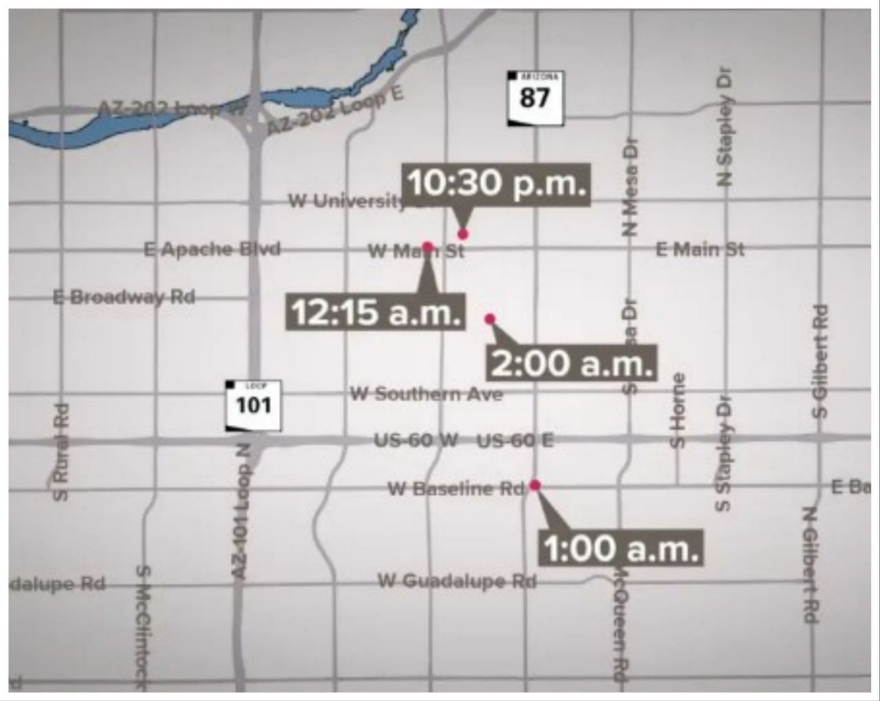 Four shootings occurred within blocks of each other in Mesa (Image via KPNX)