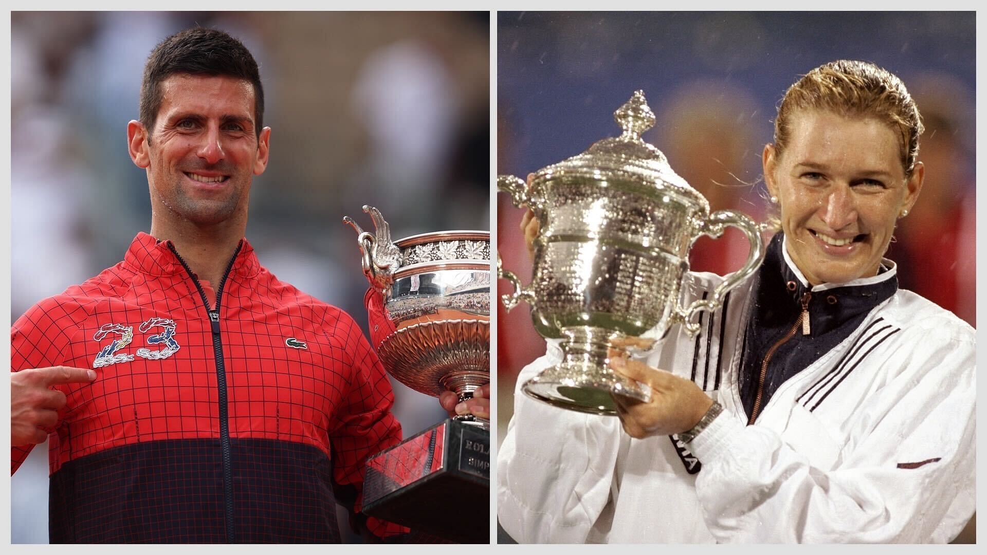 Novak Djokovic (left) and Steffi Graf have won the triple career Grand Slam.