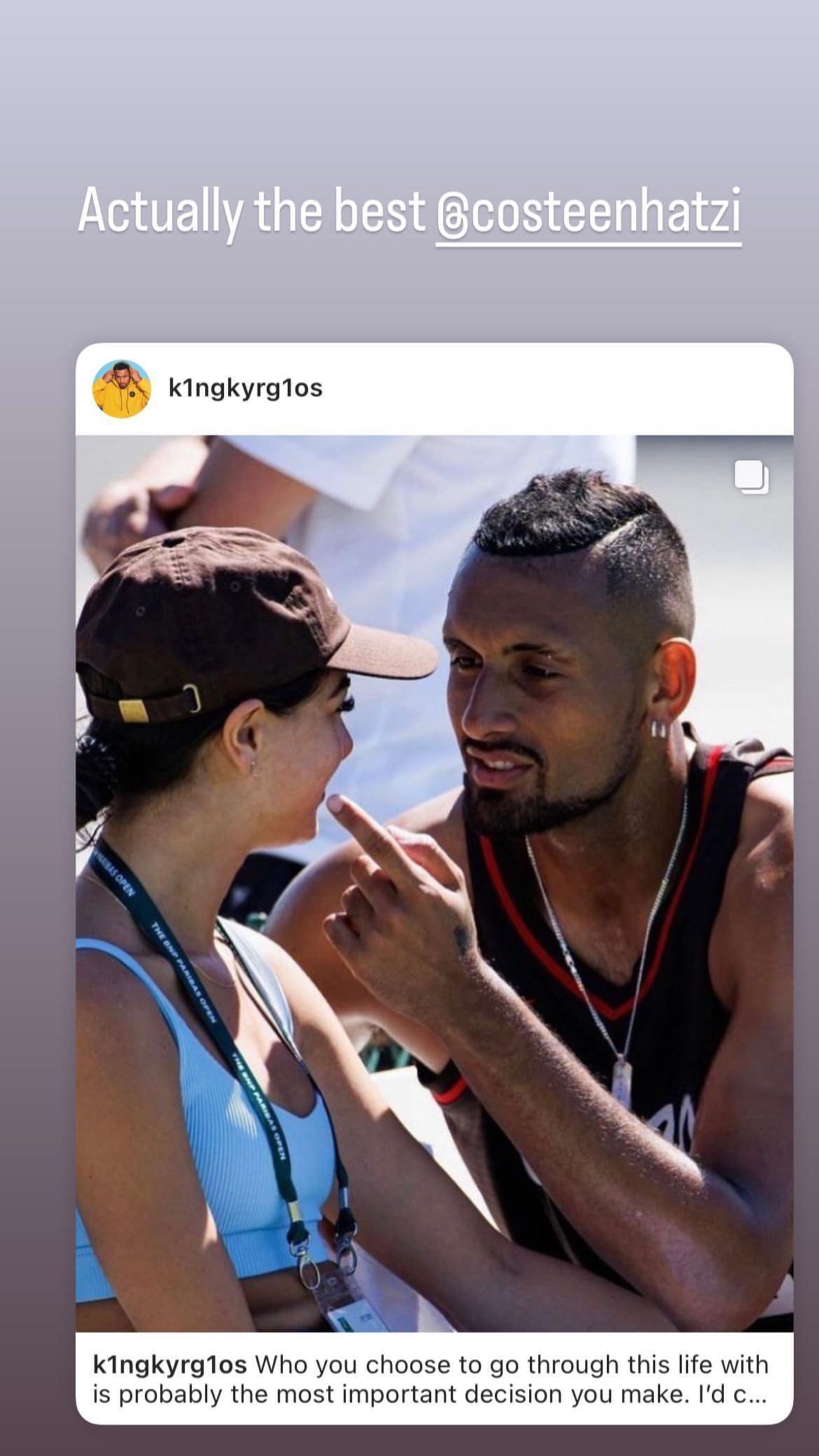 Nick Kyrgios on Instagram