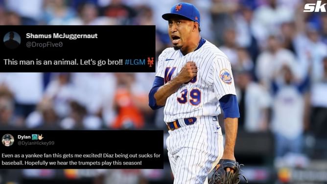 New York Mets fans overjoyed to see Edwin Diaz working out without a knee brace: "Hopefully we hear the trumpets play this season!"