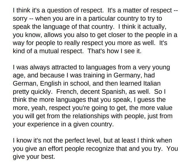 Why does Novak Djokovic speak in French at Roland Garros?