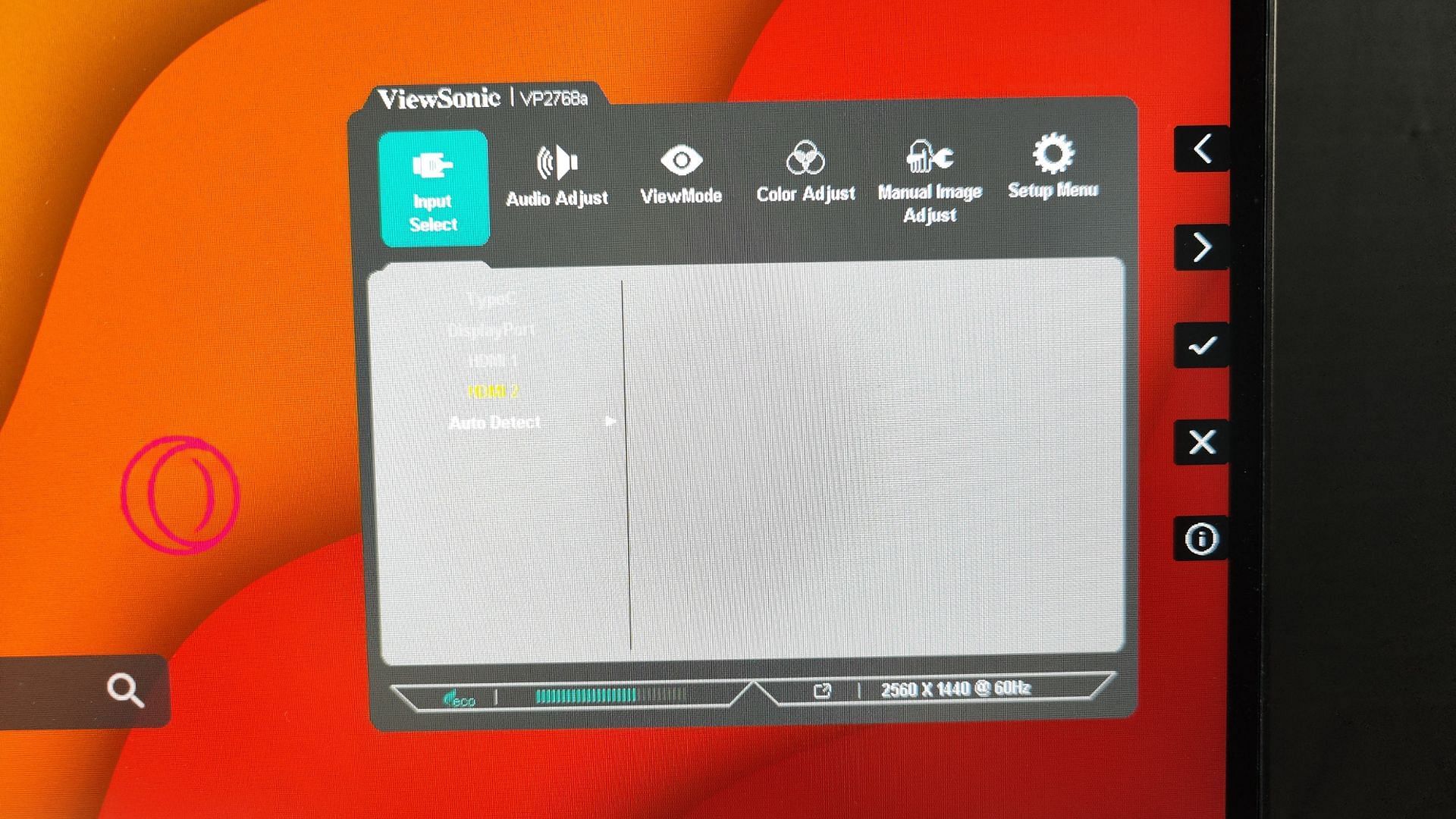 The on-screen display menu of the ColorPro VP2768A (Image via Sportskeeda)