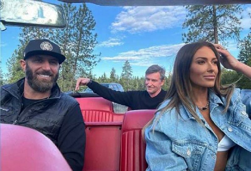 Paulina Gretzky goes for ride in a Cadillac Eldorado with husband and father