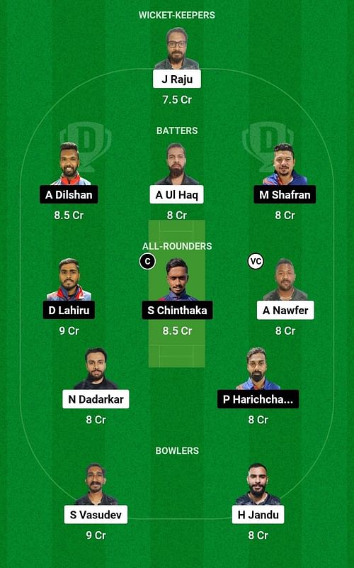 Dream11 Team for Al Hajery vs Ceylinco Express CC - KCC T10 Elite League 2023.