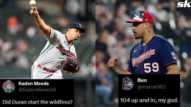 MLB fans amazed by Minnesota Twins reliever Jhoan Duran’s terrifying velocity: "Did Duran start the wildfires?" "104 up and in, my god"