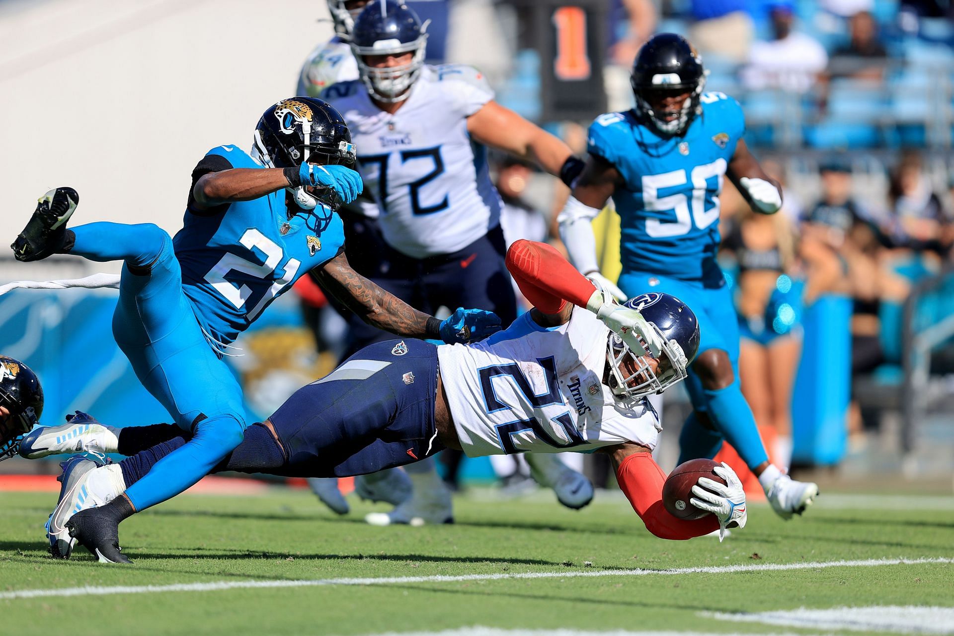 Derrick Henry during Tennessee Titans v Jacksonville Jaguars