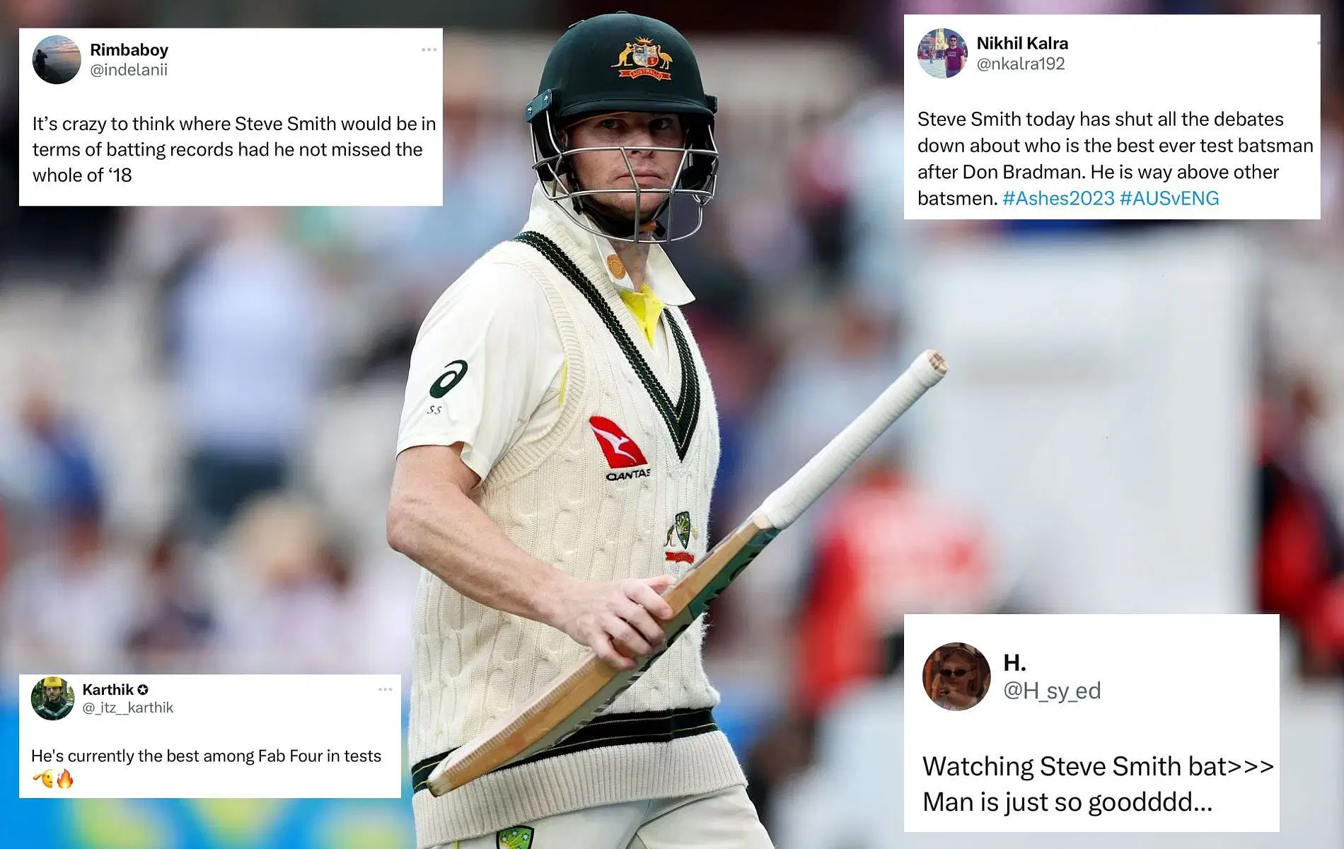 Steve Smith received widespread praise for his knock. (Pics: Getty/Twitter) 