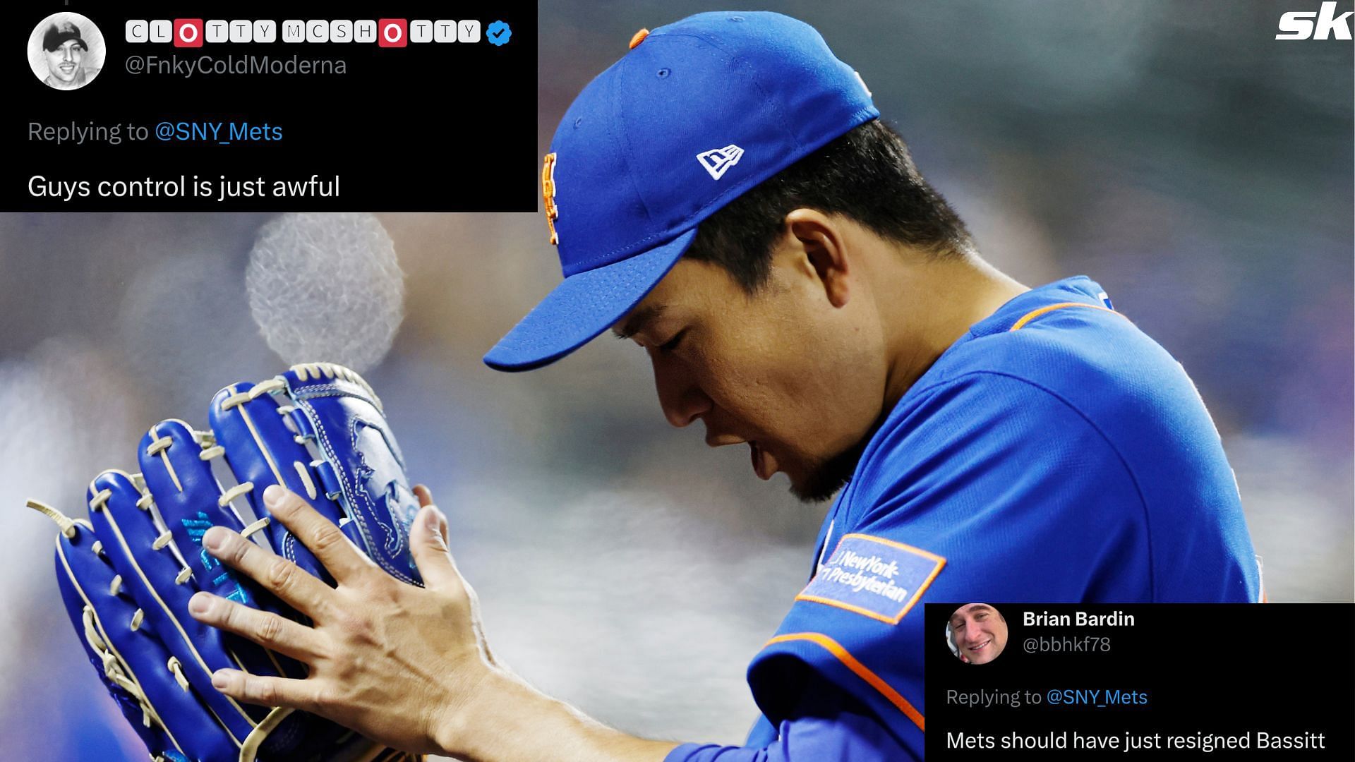  Kodai Senga #34 of the New York Mets reacts after pitching during the sixth inning against the Tampa Bay Rays at Citi Field on May 17, 2023 in the Flushing neighborhood of the Queens borough of New York City.
