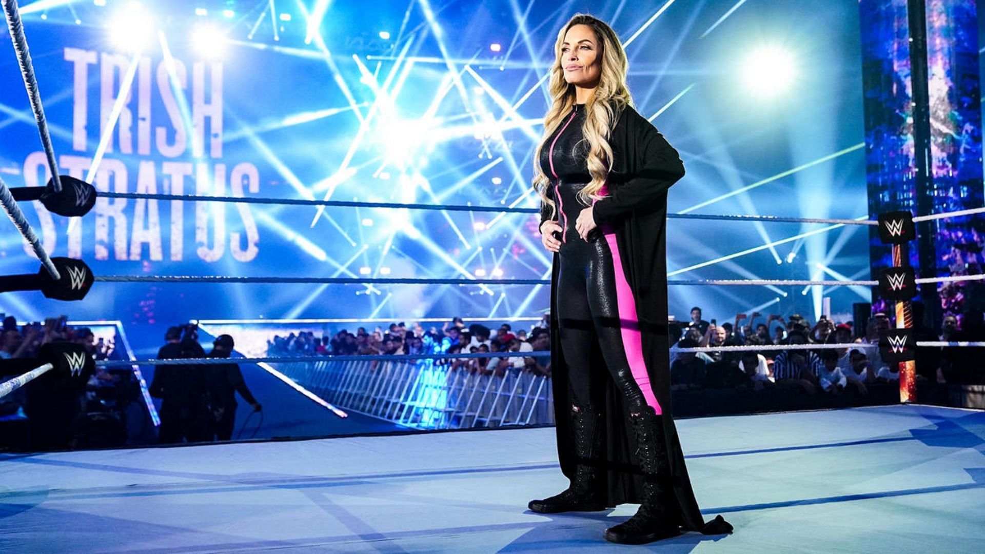 Trish Stratus during her entrance. Image Credits: wwe.com