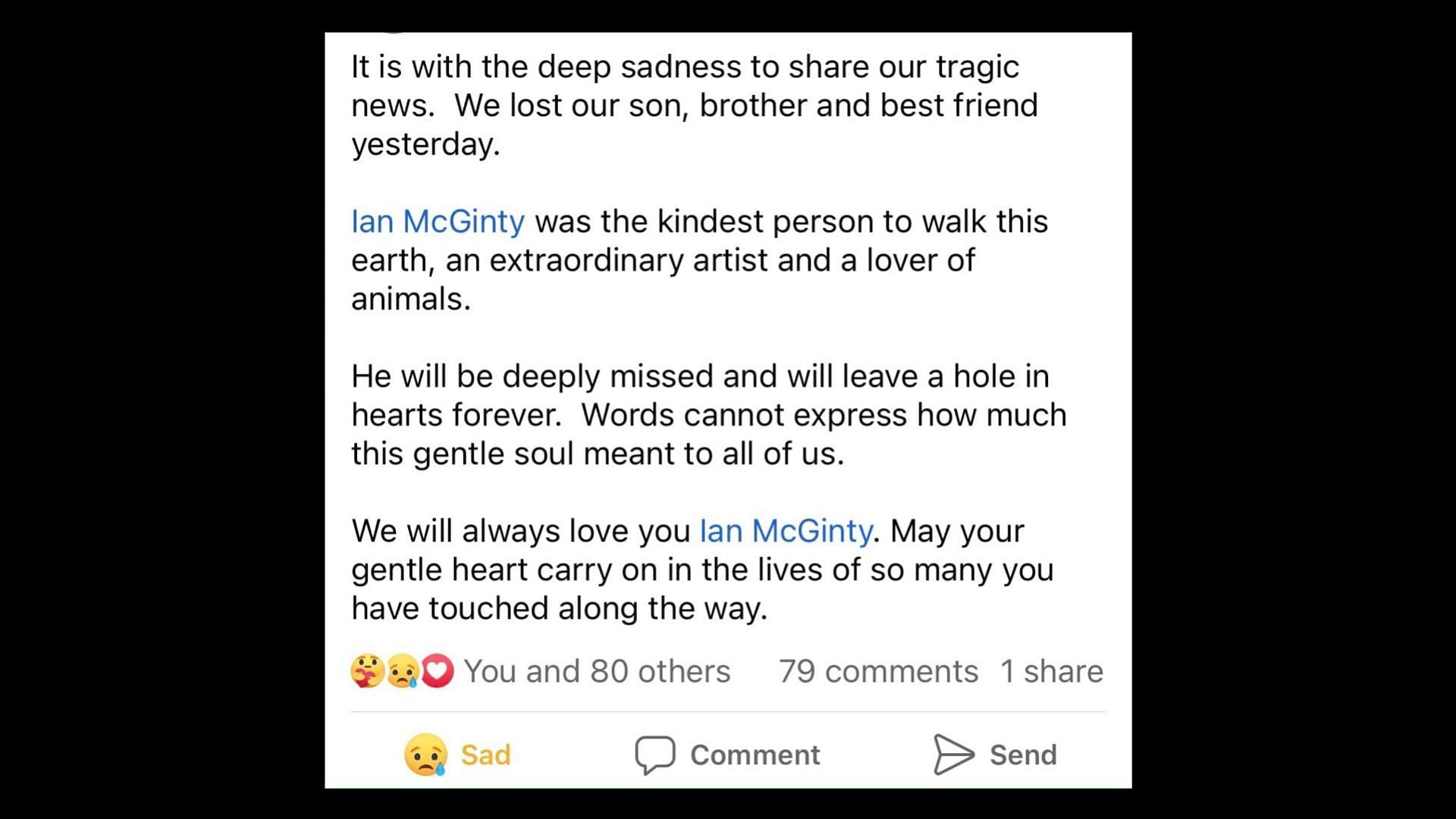 Ian McGinty&#039;s mother revealed the news of her son&#039;s death (Image via desertdracula/Twitter)