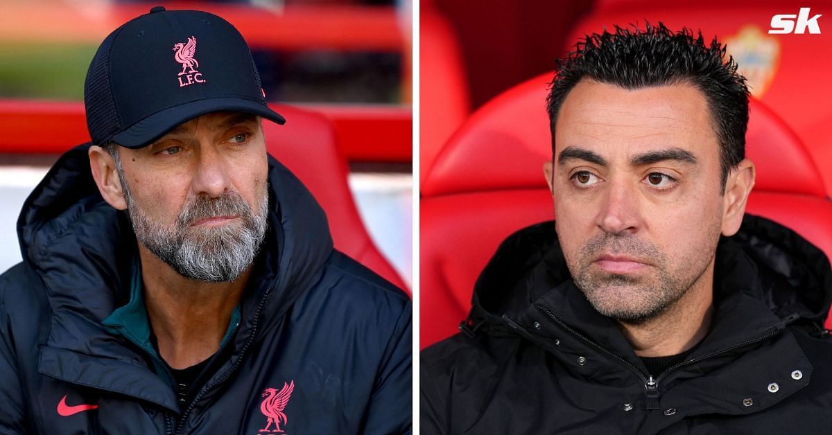 Liverpool manager Jurgen Klopp and Barcelona boss Xavi Hernandez