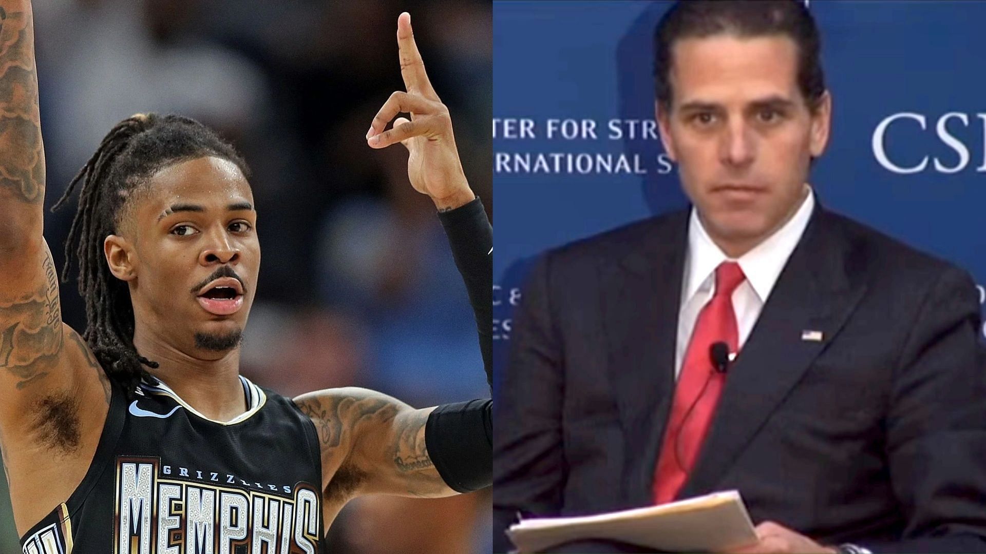 Ja Morant of the Memphis Grizzlies and Hunter Biden, the second son of US President Joe Biden.