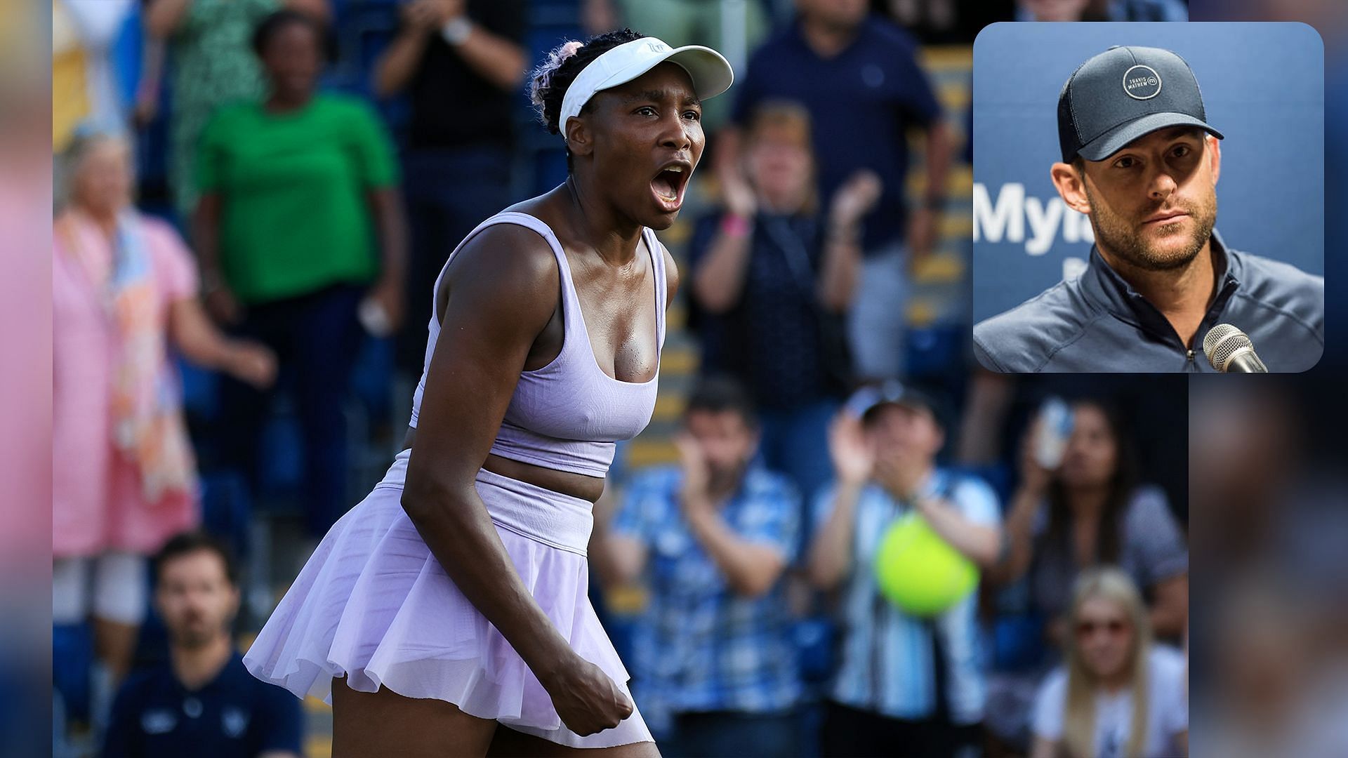 Venus Williams and Andy Roddick (inset)