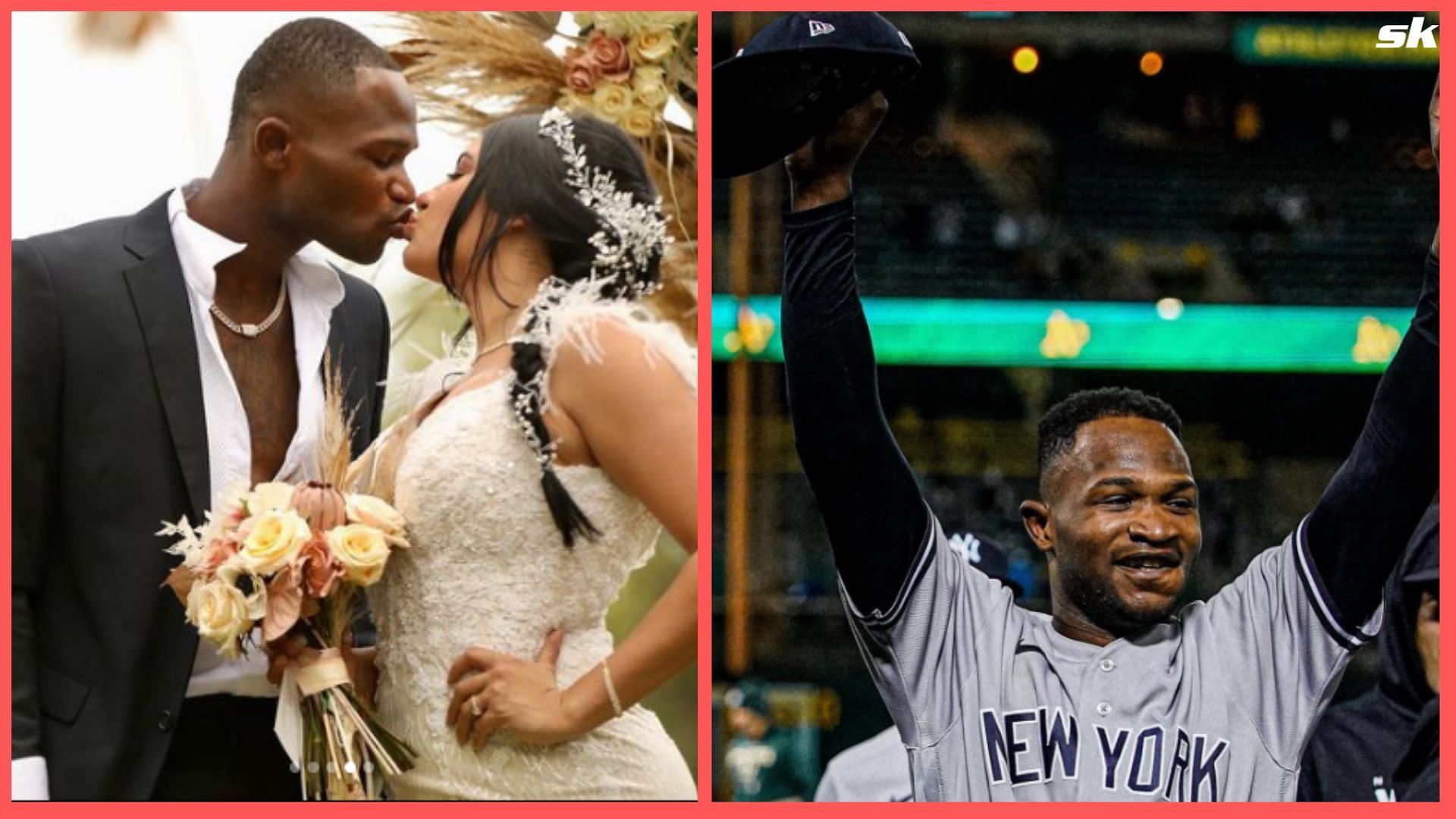 New York Yankees star Domingo German with his wife, Mara Vega.