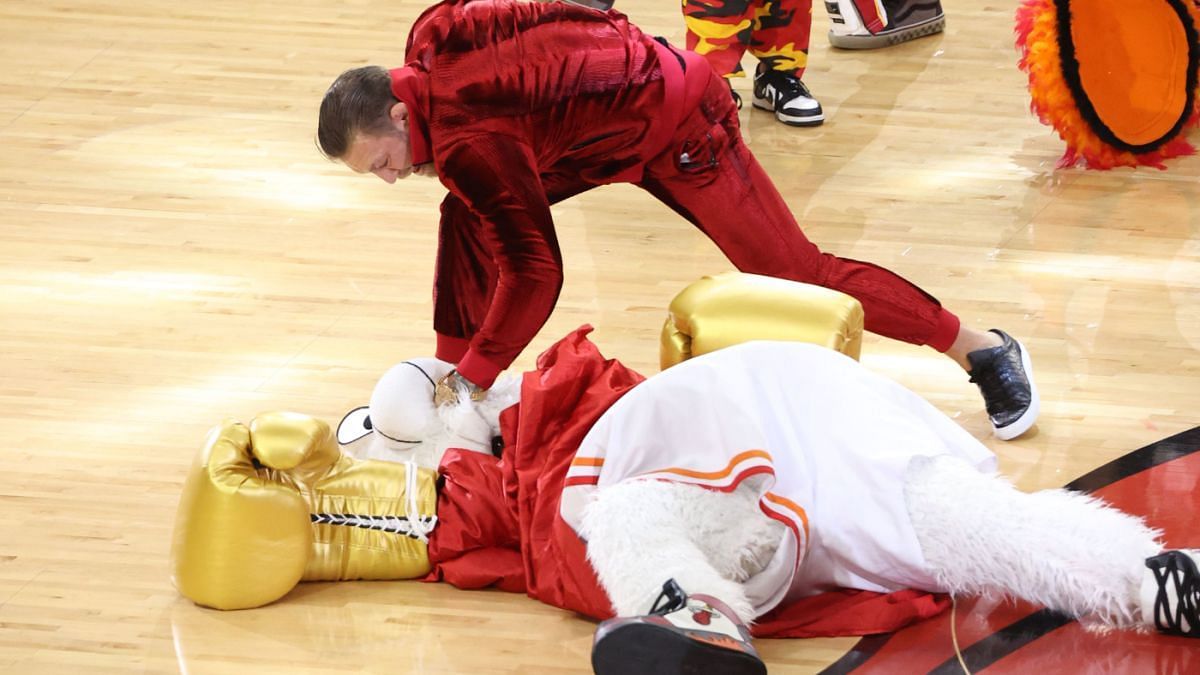 Conor McGregor knocks Miami Heat mascot out