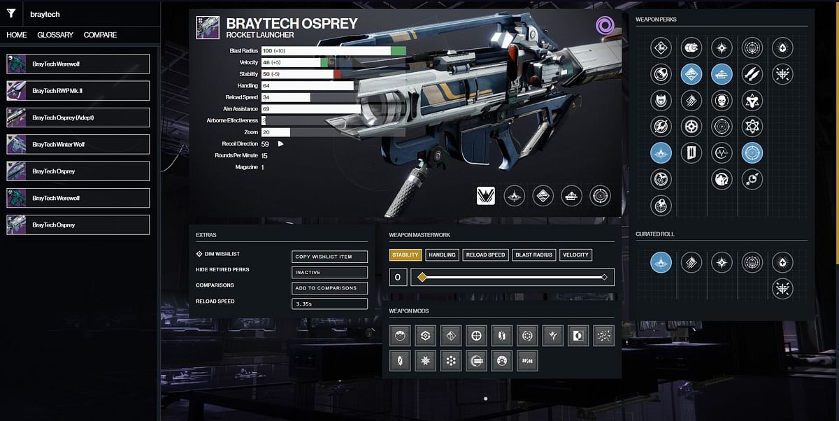 Destiny 2 Braytech Osprey Rocket Launcher god rolls, how to get, and more