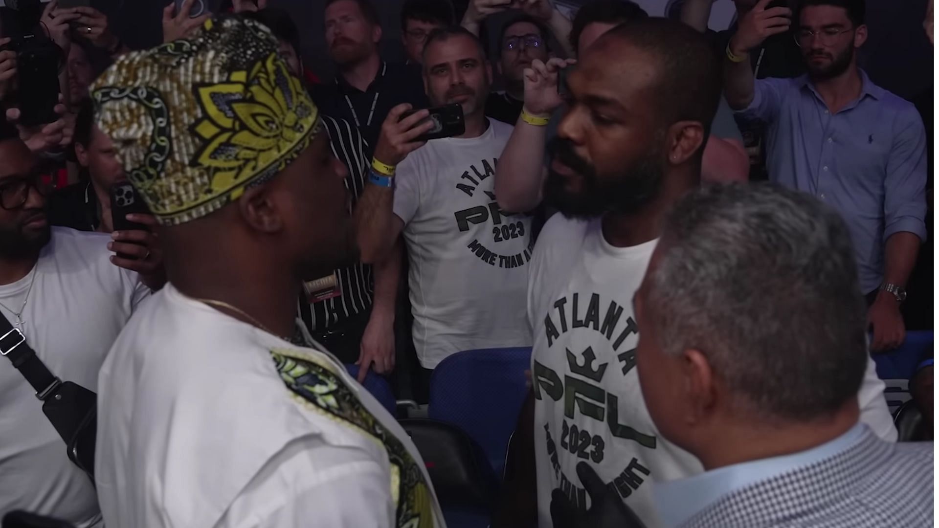 Francis Ngannou (left), Jon Jones (right) [Image courtesy of PFL on YouTube]