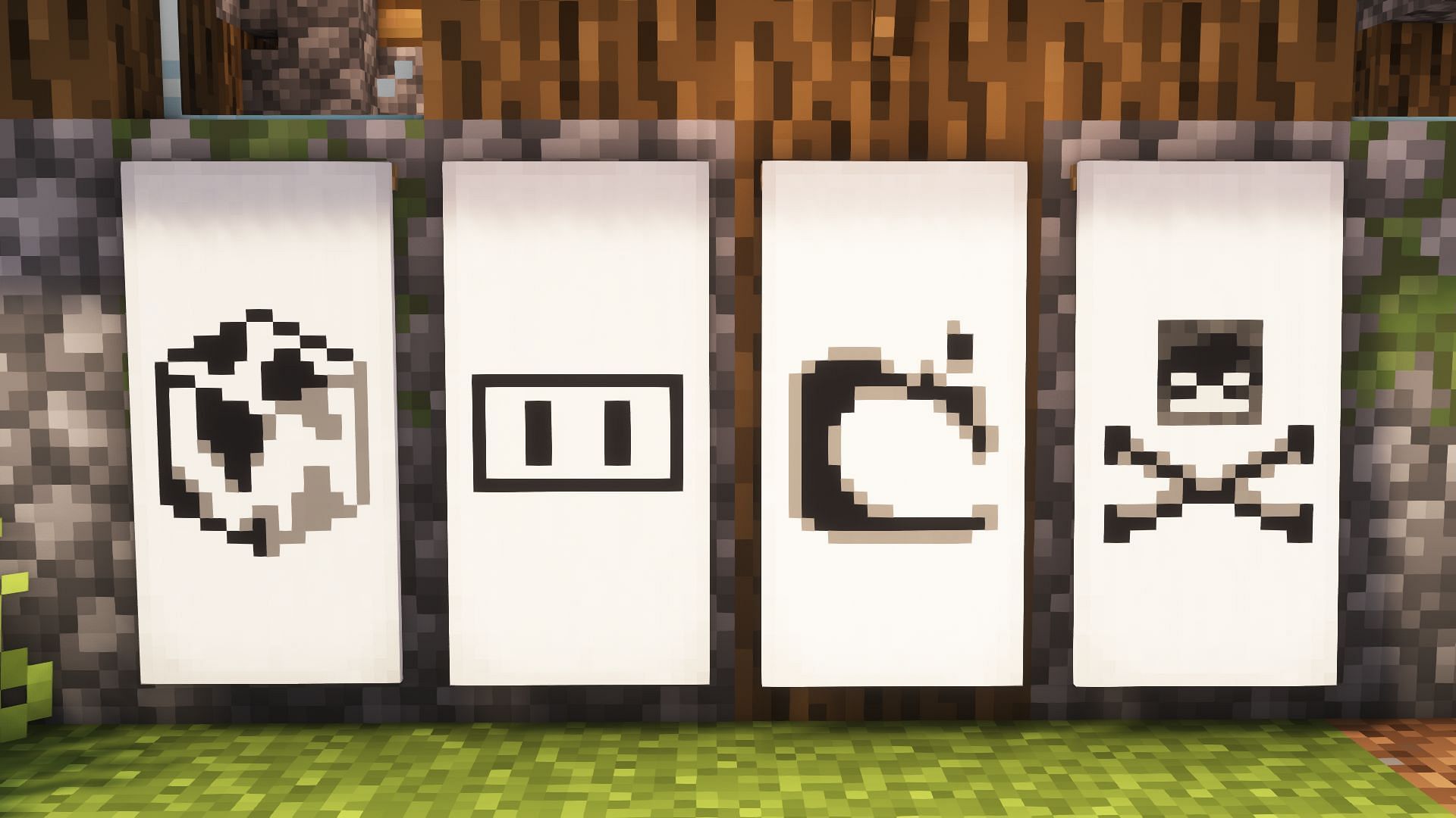 A few banner patterns in Minecraft (Image via Mojang)