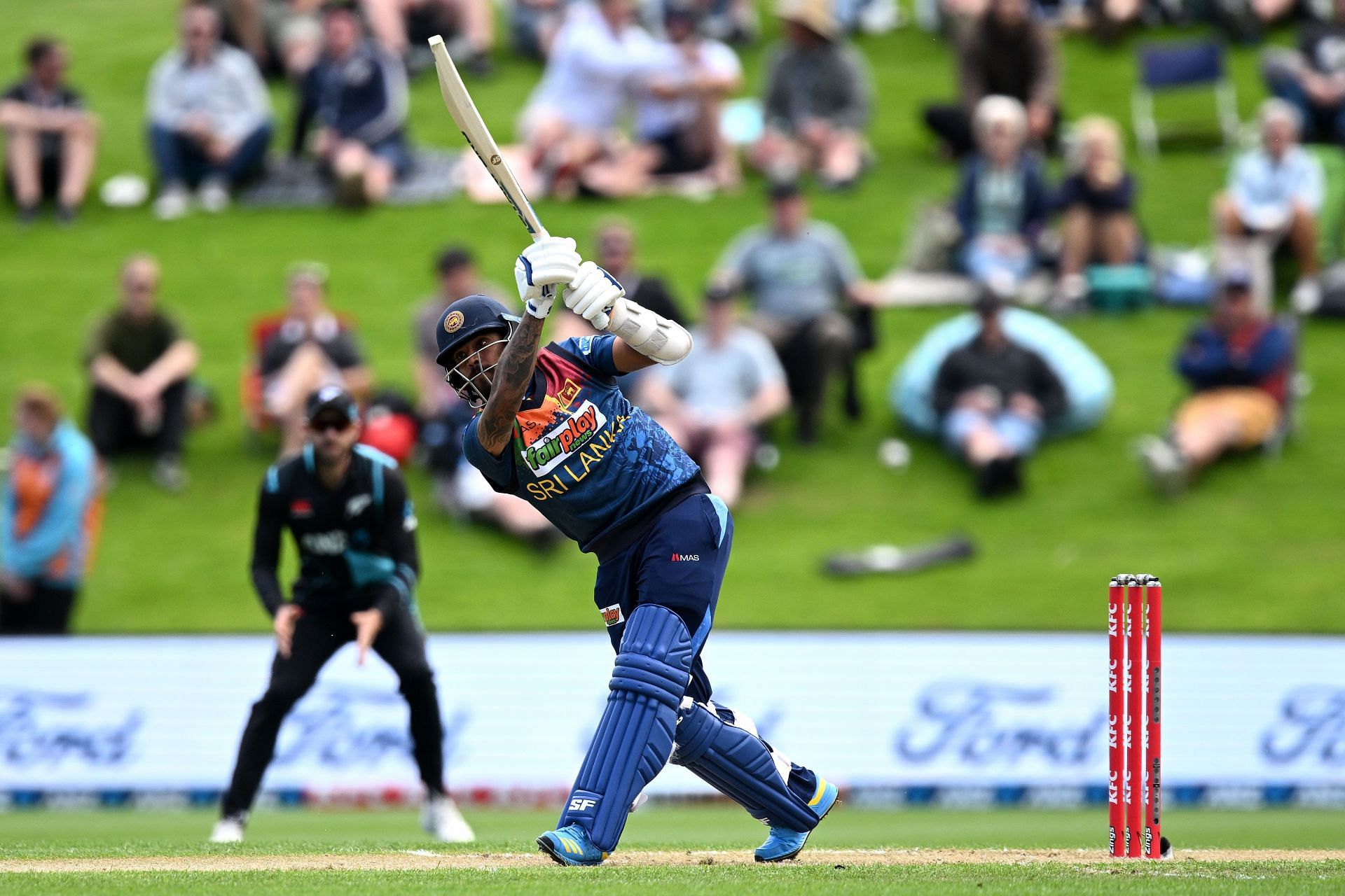 Kusal Mendis playing a lofted stroke