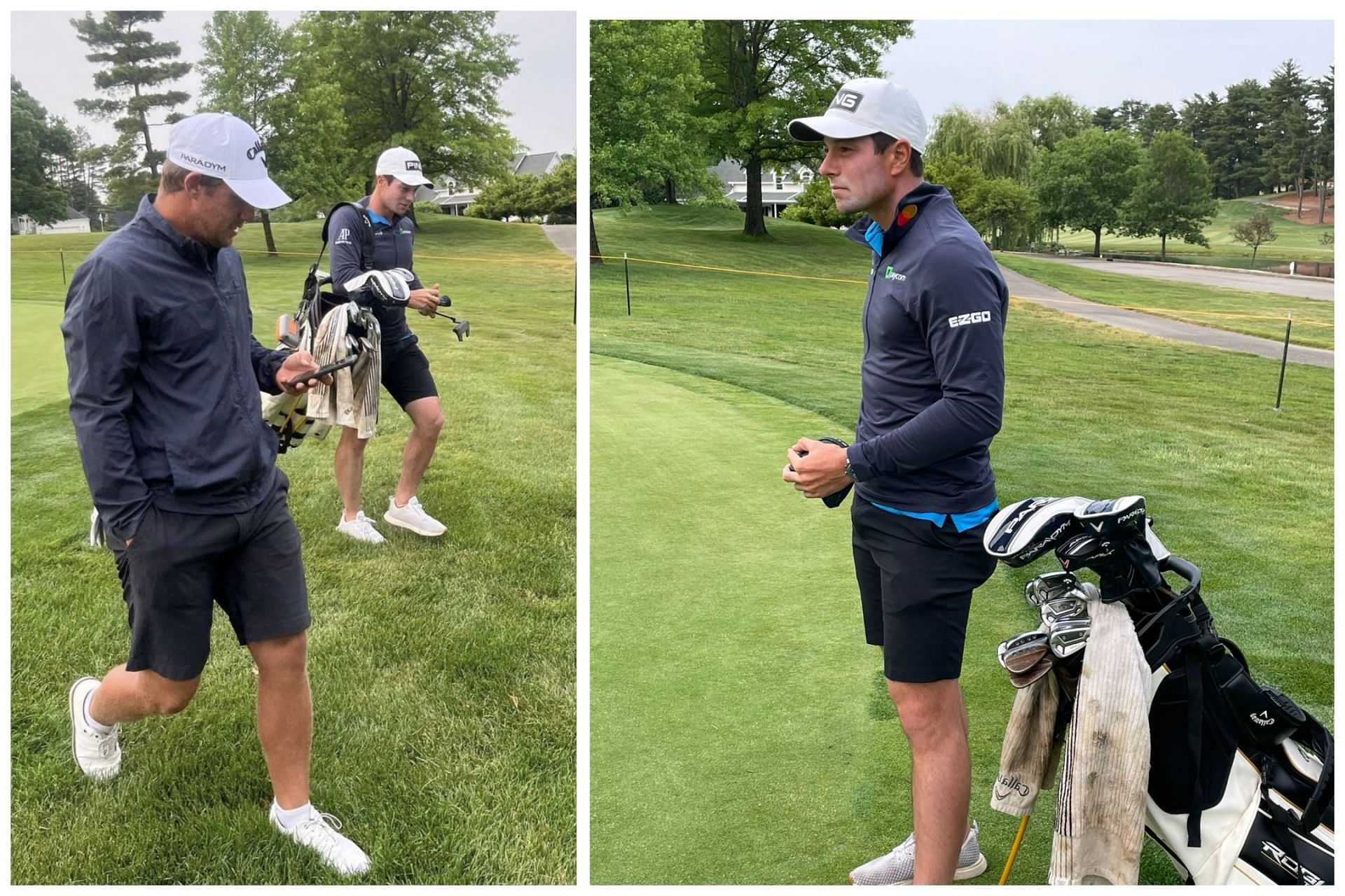 Viktor Hovland was seen caddying for his friend Zach Bauchou at the U.S. Open qualifying