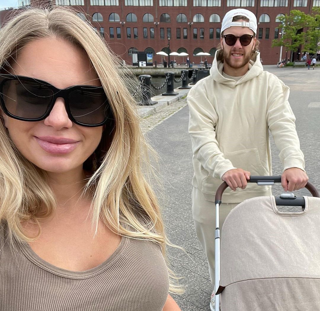 David Pastrnak shares lovely pictures of his girlfriend Rebecca &amp; their newborn daughter