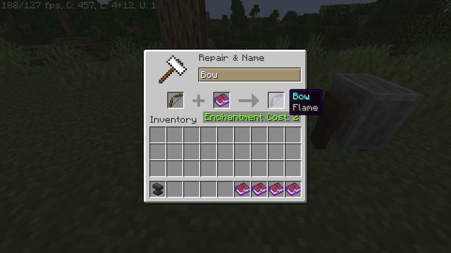 Flame enchantment ignites arrows that are shot from that arrow in Minecraft 1.20 (Image via Mojang)