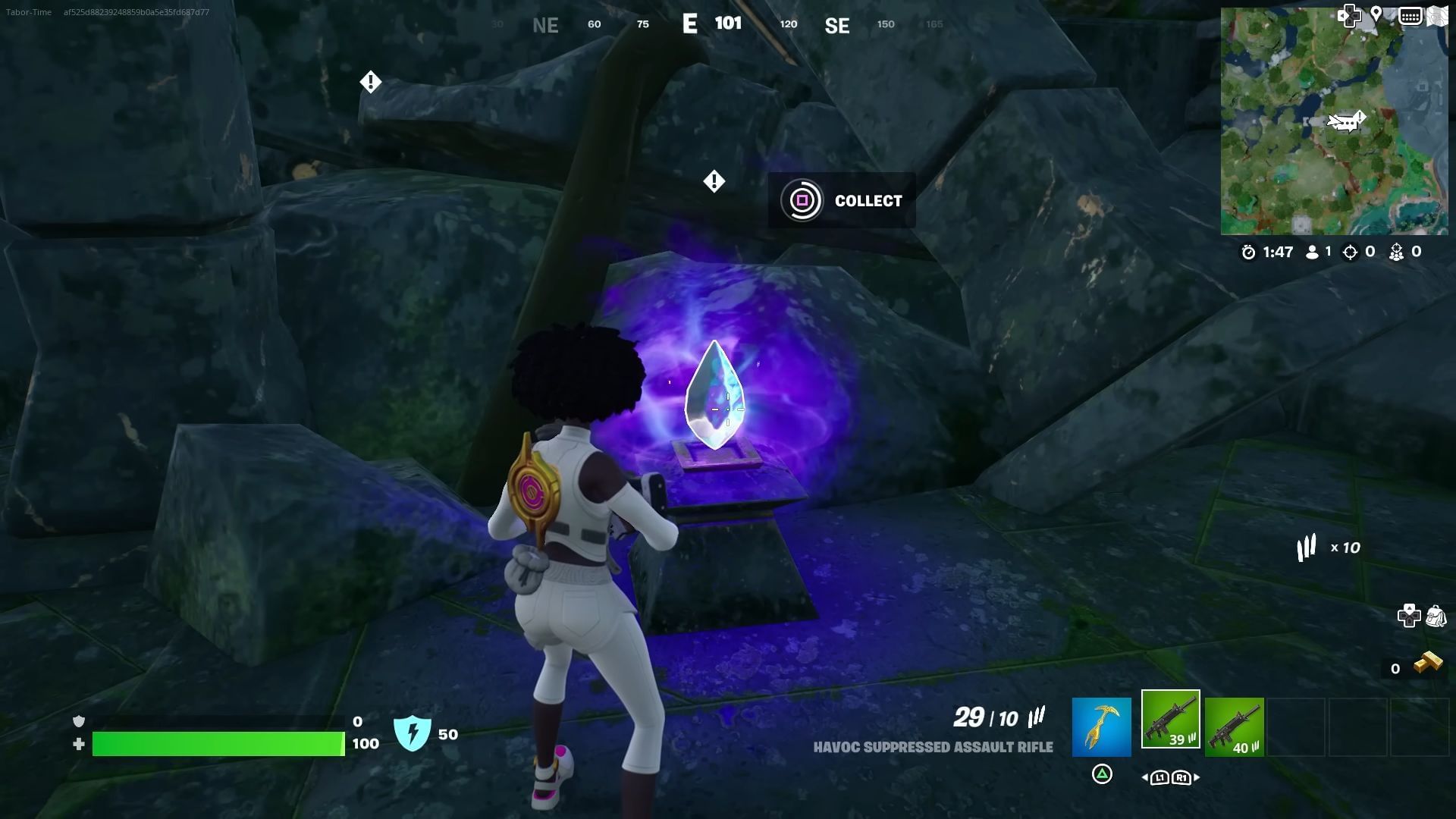 To trigger the quest, interact with the prism at the temple (Image via Epic Games)