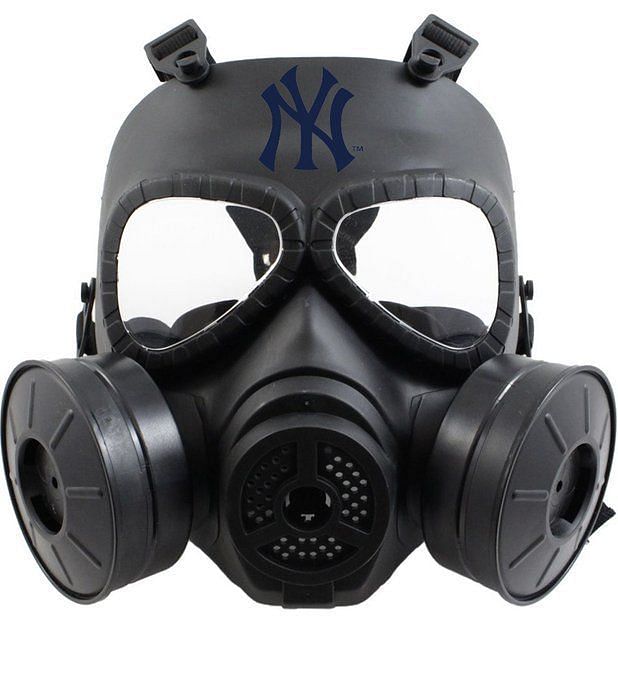 The Yankees plan on giving fans a free Yankee themed gas mask - MLB  twitter commentator pokes fun at apocalyptic smoke scenes in the Bronx
