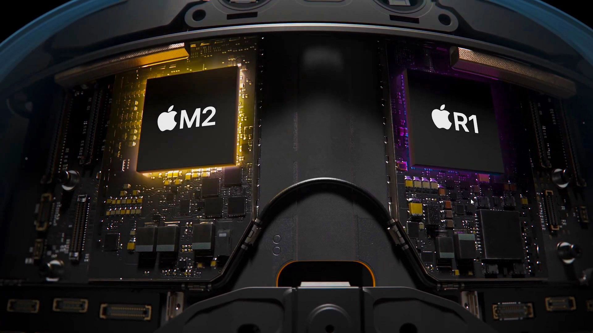 The Vision Pro comes with a new R1 chip and an M2 chip (Image via Apple)