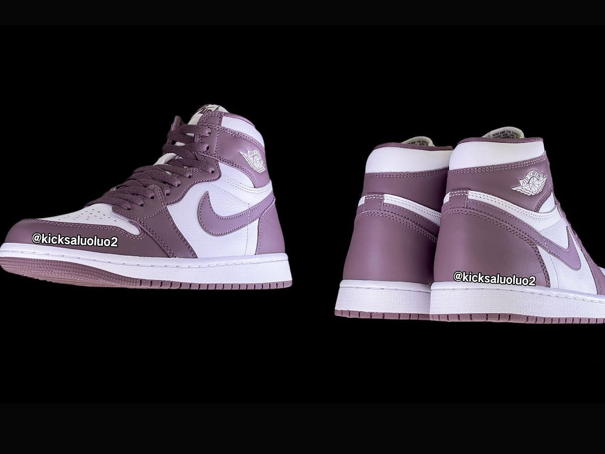 The upcoming Nike Air Jordan 1 High &quot;Sky J Mauve&quot; sneakers will be released in full family sizes (Image via Sportskeeda)