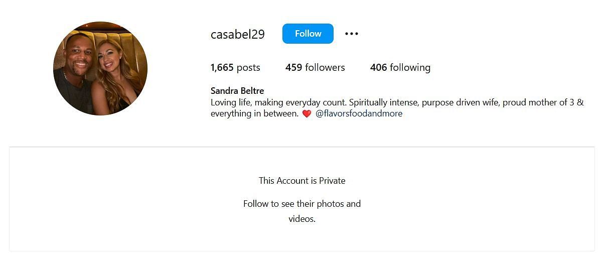 Sandra Beltre&#039;s Instagram bio