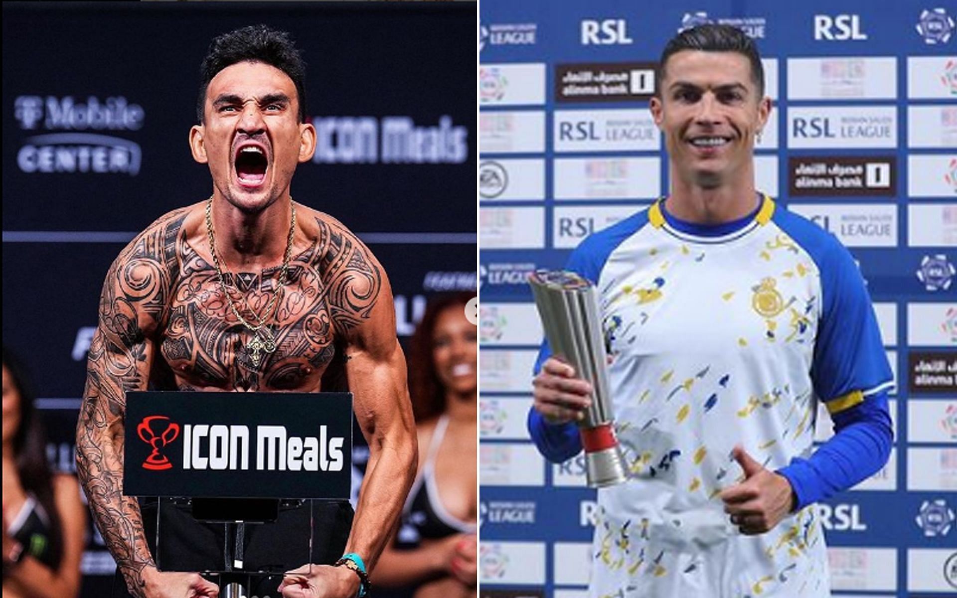 Max Holloway (L) and Christiano Ronaldo (R) Images via @blessedmma and @cristiano Instagram