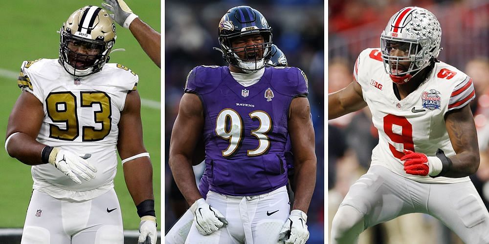 Falcons defensive linemen David Onyemata, Calais Campbell and Zach Harrison