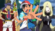 Champion Leon, Ash, and Cynthia (Image via The Pokemon Company)