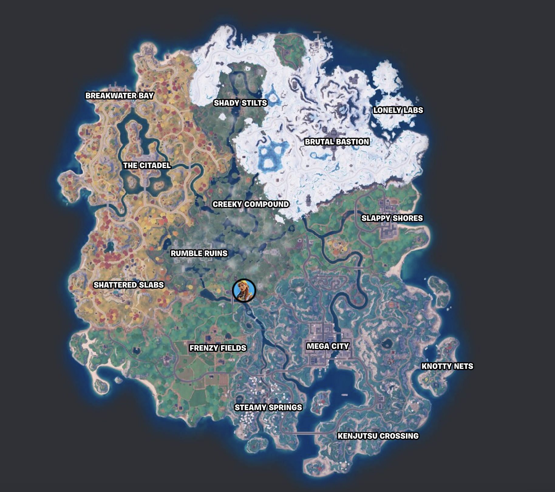 Head to the NPC Aura&#039;s location (Image via Fortnite.GG)