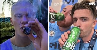 Jack Grealish leads Manchester City treble celebrations with X-rated chant as Erling Haaland enjoys cigar after triumph