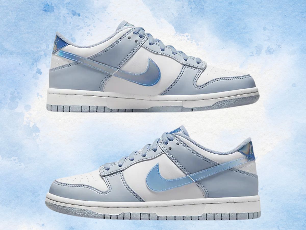 Dunk Low GS &ldquo;Blue Iridescent&rdquo; side profiles (Image via Nike)