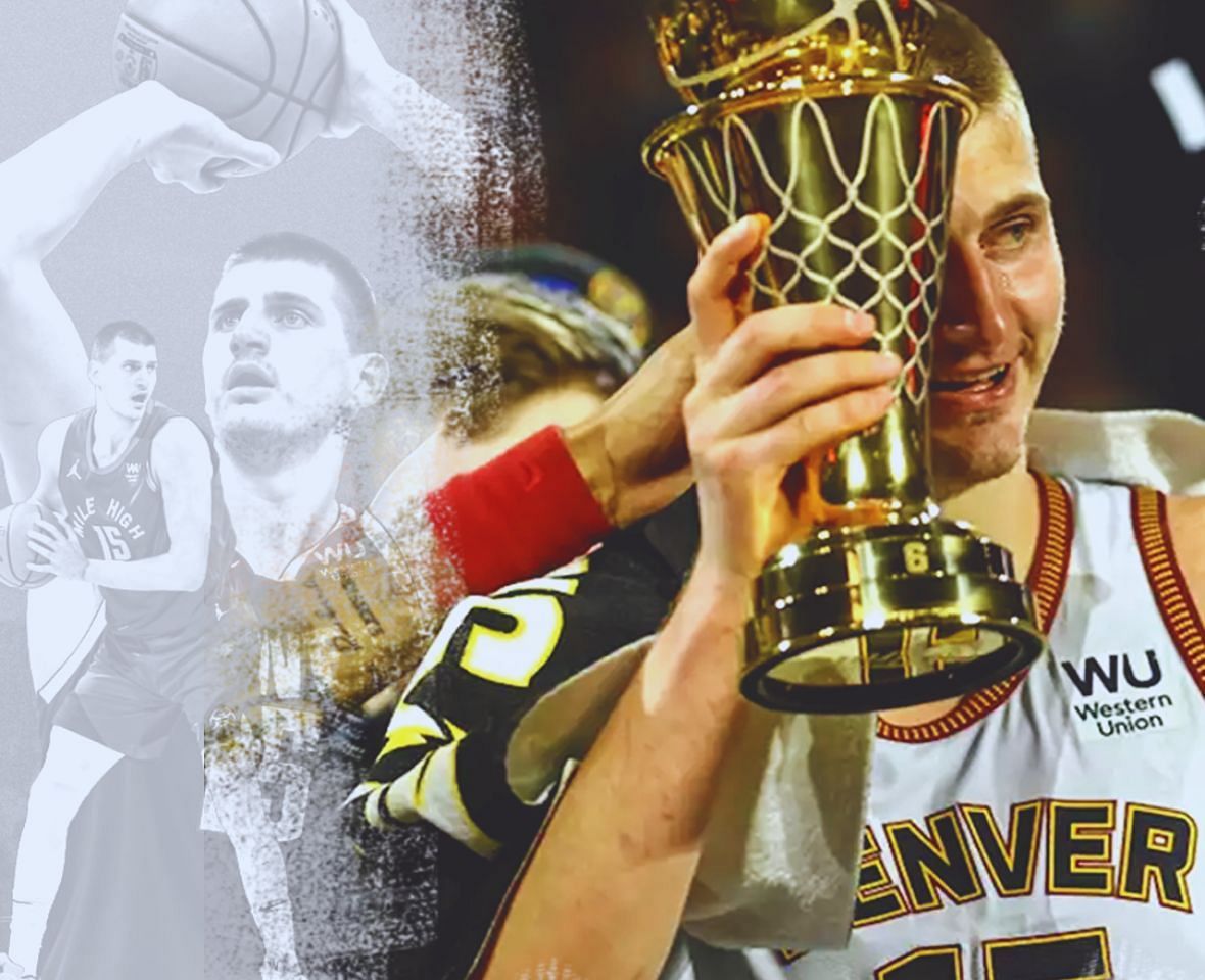 Nikola Jokic and his NBA Finals MVP trophy