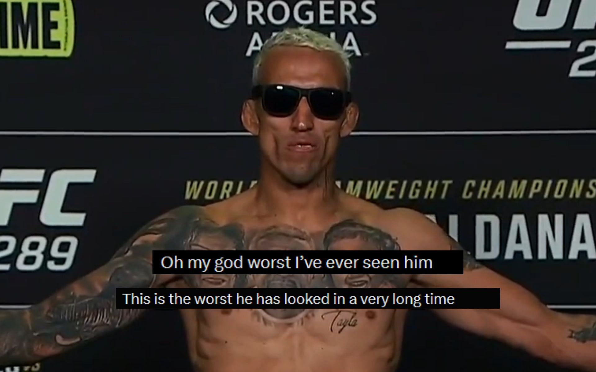 Charles Oliveira at UFC 289 weigh-ins