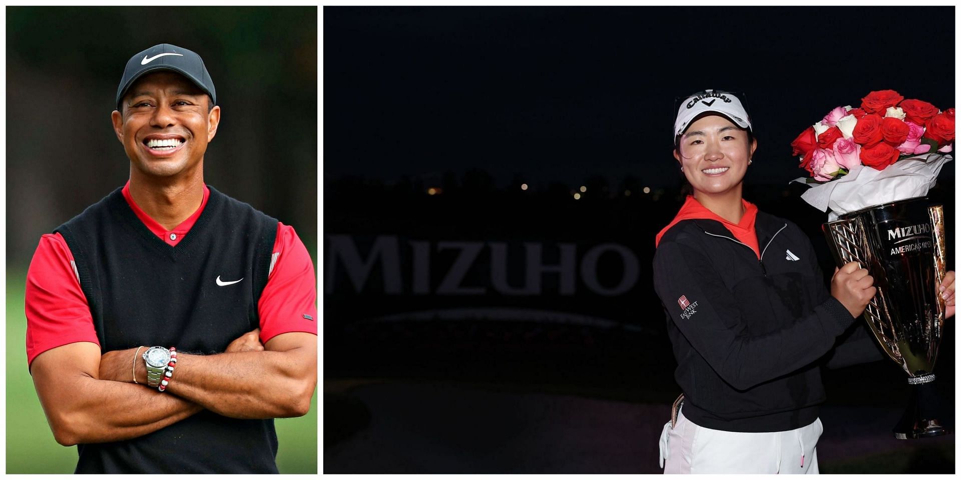 Tiger Woods congratulates Rose Zhang on her victory at Mizuho Americas Open 2023