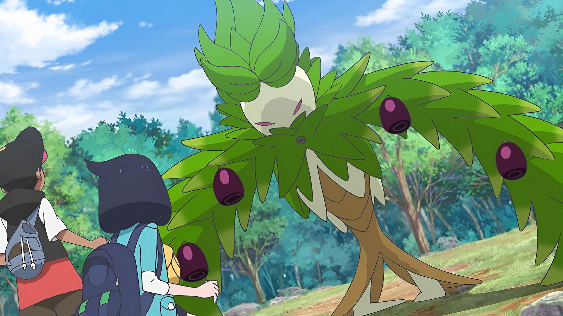Liko and Roy encounter danger in Arboliva Forest in Pokemon Horizons Episode 11 (Image via The Pokemon Company)