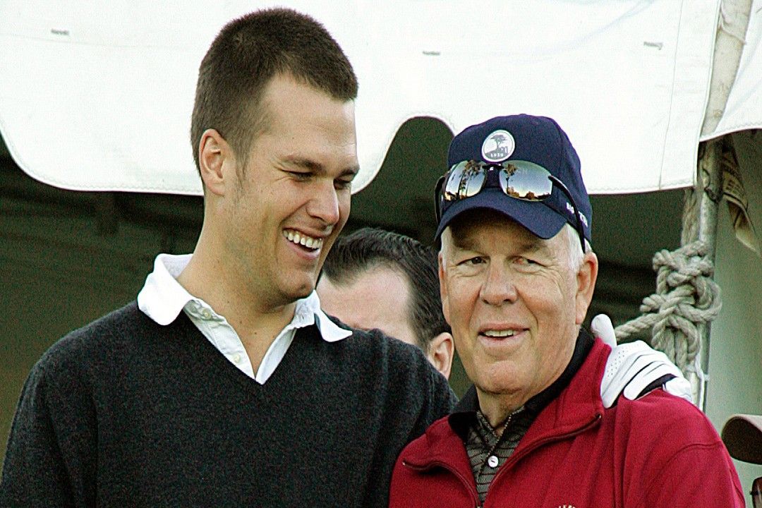 Tom Brady, left, and his father, Tom Brady Sr., right