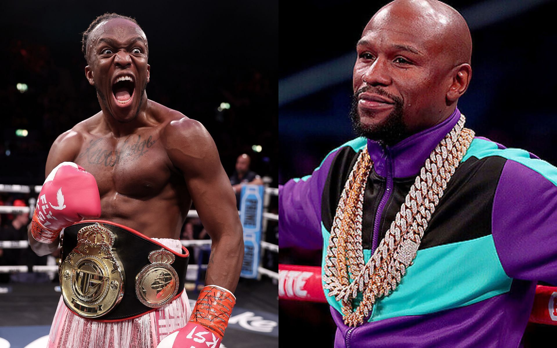 KSI (left) and Floyd Mayweather (right) (Image credits Getty Images)