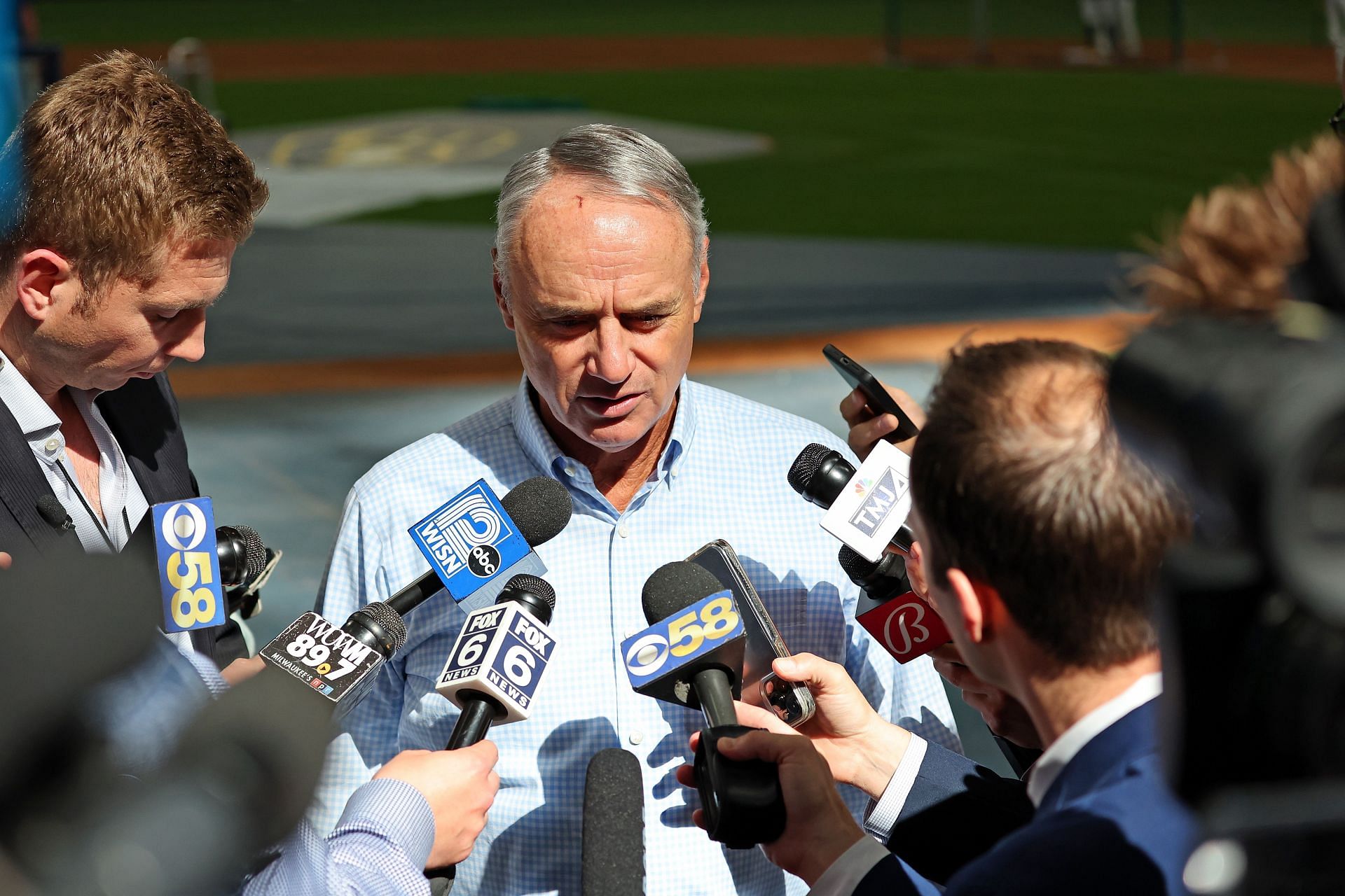 Baseball fans agitated by Rob Manfred and MLB trying to limit the on-field  celebration of Pride Night: What about Military Appreciation Days?