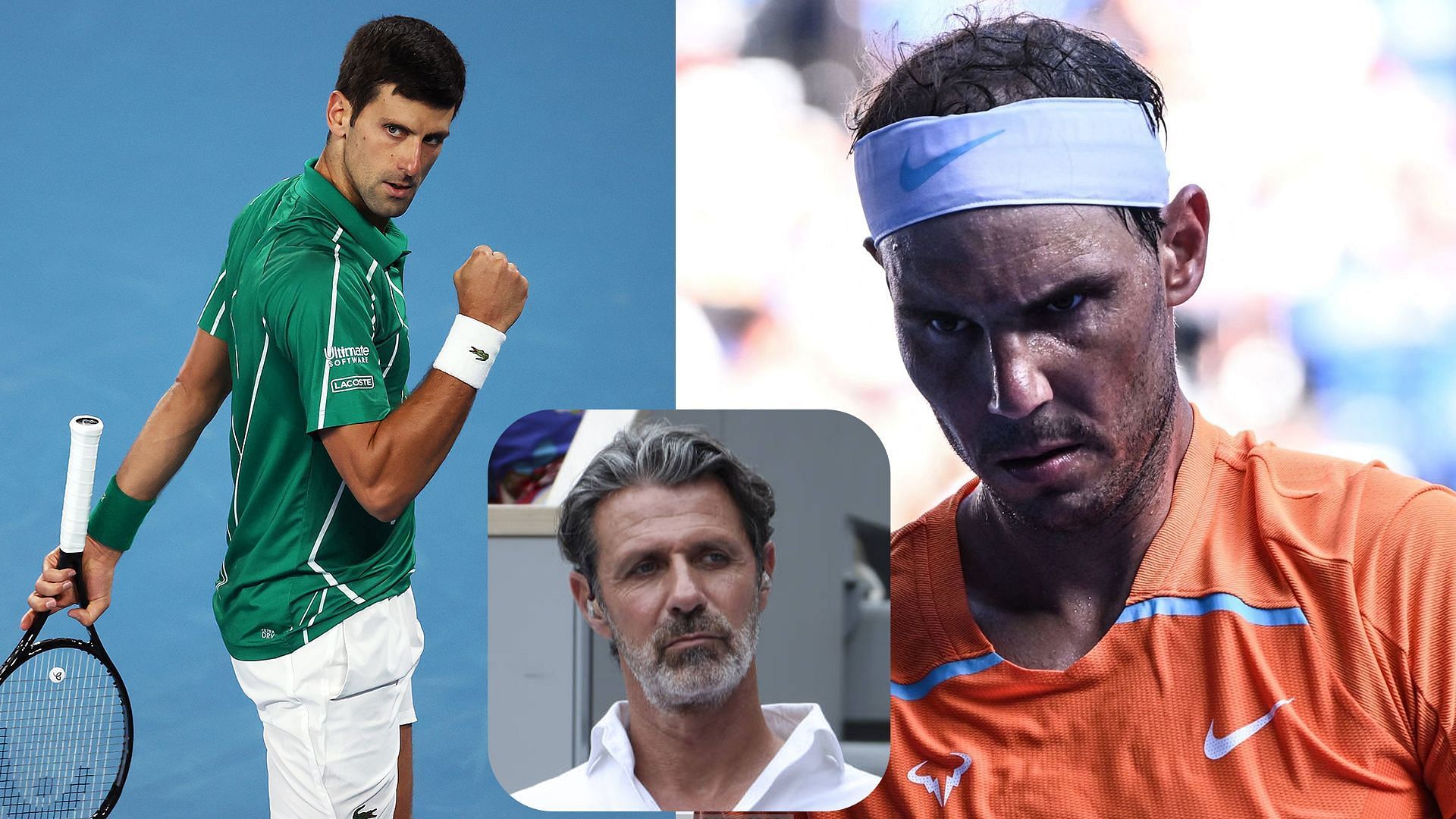 Novak Djokovic, Rafael Nadal, and Patrick Mouratoglou (inset)