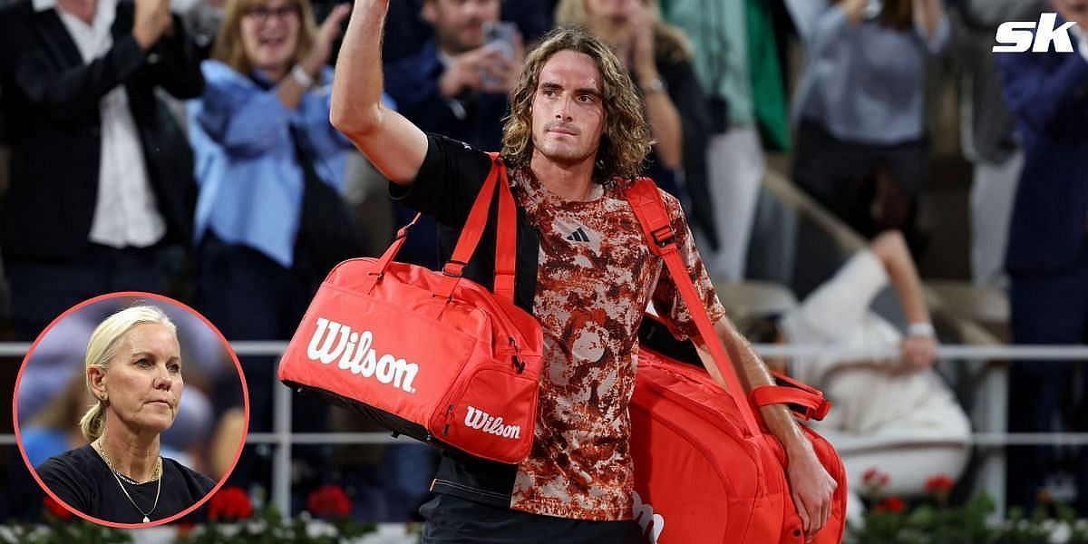 Serena Williams&#039; ex-coach Rennae Stubbs (Inset) and Stefanos Tsitsipas