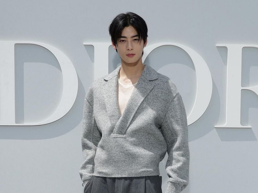 Cha Eunwoo looking very happy during the Dior Beauty Event in