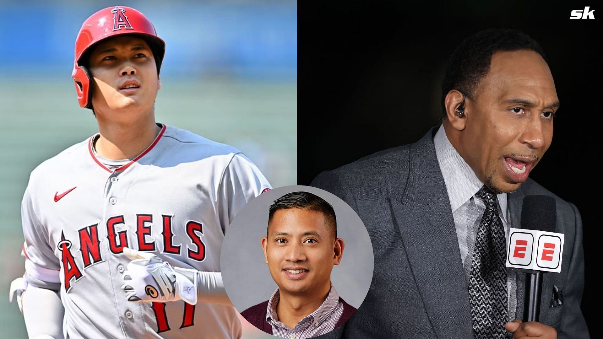 Shohei Ohtani; Stephen A. Smith; Constancio Arnaldo Jr., an assistant professor of Asian and Asian American studies at the University of Nevada (inset)