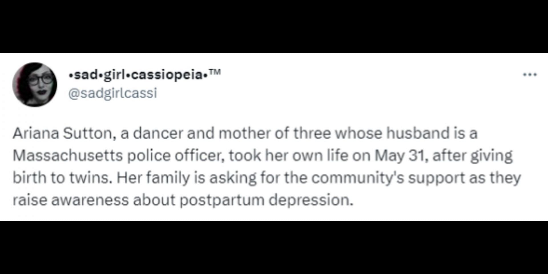 GoFundMe page is created to financially help Ariana&#039;s family. (Image via Twitter/@sadgirlcassi)